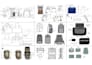 bag technical drawing for manufacturer, backpack, handbag, tote bag and suitcase
